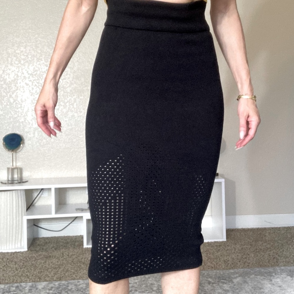 Express high waist midi knit skirt